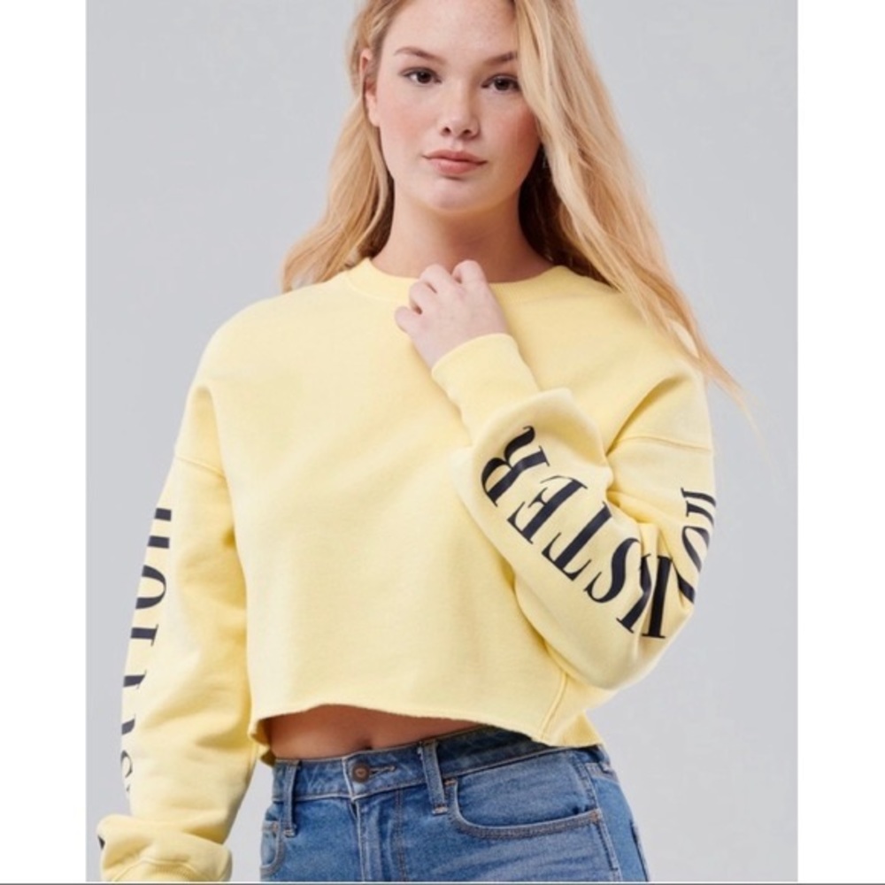 Yellow Hollister Croptop Sweatshirt